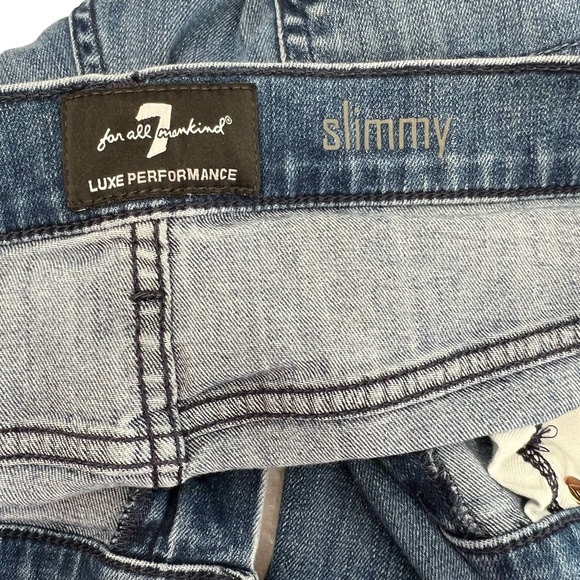 7 FOR ALL MANKIND MEDIUM BLUE SLIMMY LUXE PERFORMANCE JEANS - Picture 5 of 10
